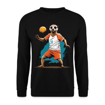 Erdmännchen Handballspieler Streetwear Stil - Unisex Pullover - Schwarz - Vorne - Alina (178cm) & Michal (187cm)