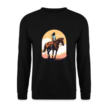 Aesthetic Horse Rider Streetwear Design - Unisex Sweatshirt - black - Front - Alina (178cm) & Michal (187cm)