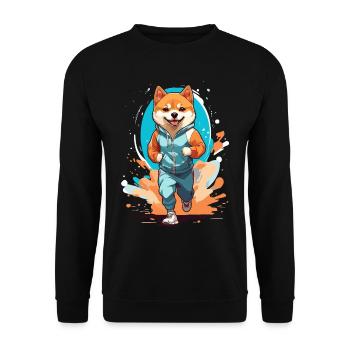Shiba Dog Streetwear Jogging Aesthetic Style - Unisex Sweatshirt - black - Front - Alina (178cm) & Michal (187cm)