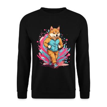 Shiba Dog Streetwear Jogging Aesthetic Fitness - Unisex Sweatshirt - black - Front - Alina (178cm) & Michal (187cm)