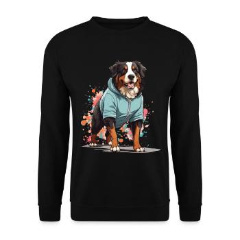 Border Collie Streetwear Jogging Style Esthétique - Sweat-shirt Unisexe - noir - Devant - Alina (178cm) & Michal (187cm)