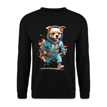 Dog Streetwear Jogging Aesthetic Fitness Style - Unisex Sweatshirt - black - Front - Alina (178cm) & Michal (187cm)