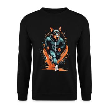Doberman dog streetwear jogging aesthetic - Unisex Sweatshirt - black - Front - Alina (178cm) & Michal (187cm)