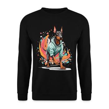 Doberman dog streetwear jogging aesthetic - Unisex Sweatshirt - black - Front - Alina (178cm) & Michal (187cm)