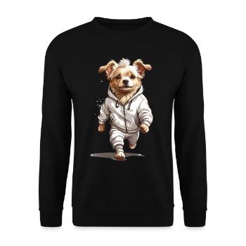Dog Streetwear Aesthetic Fitness Running Design - Unisex Sweatshirt - black - Front - Alina (178cm) & Michal (187cm)