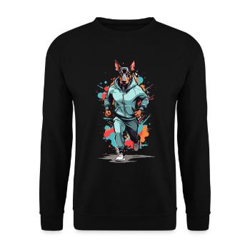 Doberman dog streetwear jogging aesthetic - Unisex Sweatshirt - black - Front - Alina (178cm) & Michal (187cm)