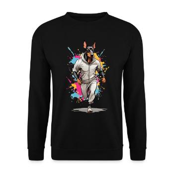 Doberman dog streetwear jogging aesthetic - Unisex Sweatshirt - black - Front - Alina (178cm) & Michal (187cm)
