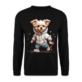 Dog Streetwear Jogging Aesthetic Fitness Style - Unisex Sweatshirt - black - Front - Alina (178cm) & Michal (187cm)