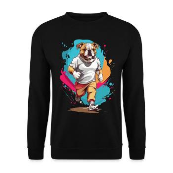 Bulldog Streetwear Jogging Aesthetic Fitness - Unisex Sweatshirt - black - Front - Alina (178cm) & Michal (187cm)