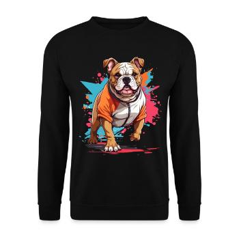 Bulldog Streetwear Jogging Aesthetic Fitness - Unisex Sweatshirt - black - Front - Alina (178cm) & Michal (187cm)