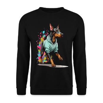 Doberman dog streetwear aesthetic fitness - Unisex Sweatshirt - black - Front - Alina (178cm) & Michal (187cm)