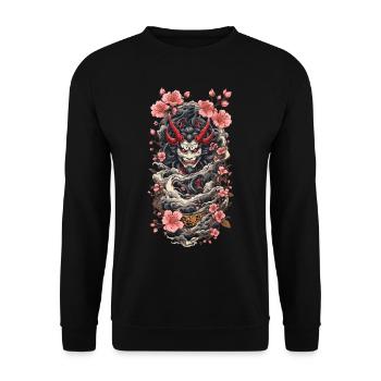 Fleur de cerisier Yokai Oni Esthétique Japon Design - Sweat-shirt Unisexe - noir - Devant - Alina (178cm) & Michal (187cm)