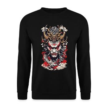 Ästhetische Yokai Oni Ukiyo-E Vintage Japan - Unisex Pullover - Schwarz - Vorne - Alina (178cm) & Michal (187cm)