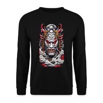 Aesthetic Yokai Oni Ukiyo-E Vintage Japan - Unisex Sweatshirt - black - Front - Alina (178cm) & Michal (187cm)