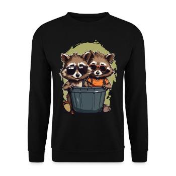 Lustige Freunde Mülltonnen Bewohner Streetwear - Unisex Pullover - Schwarz - Vorne - Alina (178cm) & Michal (187cm)