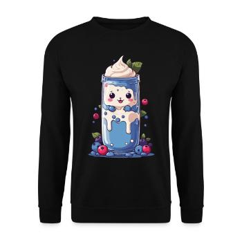 Milkshake Kawaii aux myrtilles Fun - Sweat-shirt Unisexe - noir - Devant - Alina (178cm) & Michal (187cm)