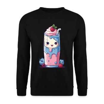 Myrtilles Milkshake Fun Kawaii Anime - Sweat-shirt Unisexe - noir - Devant - Alina (178cm) & Michal (187cm)