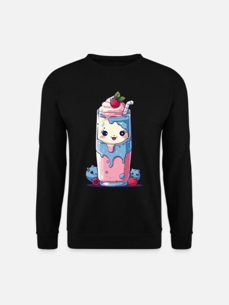 Blueberries Milkshake Fun Kawaii Anime - Unisex Sweatshirt - black