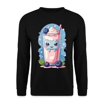 Myrtilles Kawaii Anime Milkshake Fun - Sweat-shirt Unisexe - noir - Devant - Alina (178cm) & Michal (187cm)
