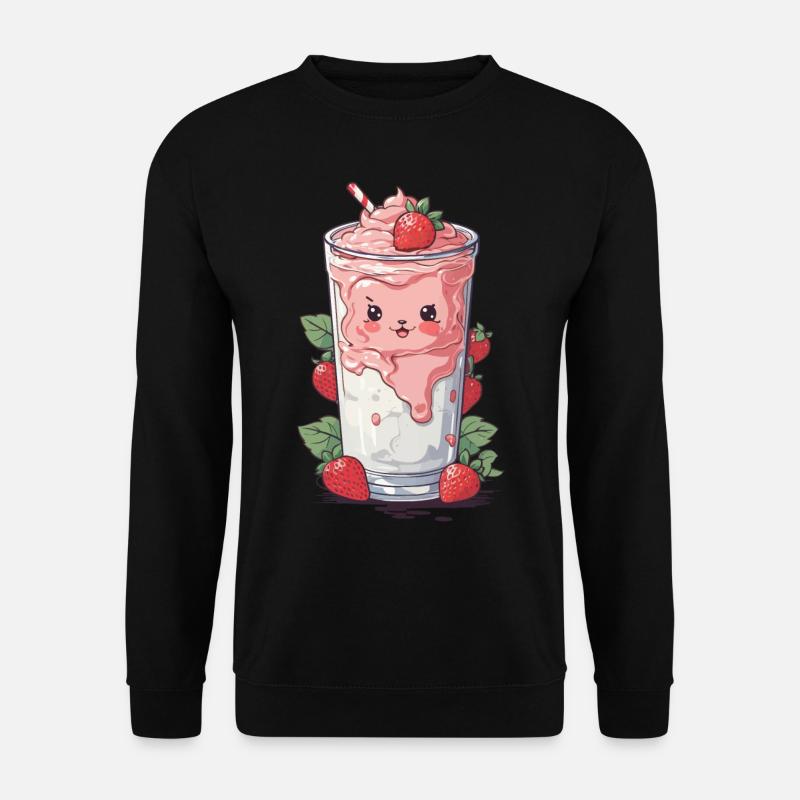 Fraises Mignon Milkshake Kawaii Fun - Sweat-shirt Unisexe - noir
