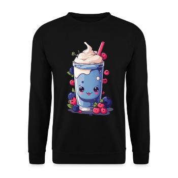 Baies Milkshake Fun Kawaii Anime Design - Sweat-shirt Unisexe - noir - Devant - Alina (178cm) & Michal (187cm)