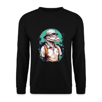 Golfer Krokodil Golfspieler Design Streetwear - Unisex Pullover - Schwarz - Vorne - Alina (178cm) & Michal (187cm)
