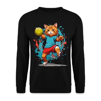 Chat de handball Style streetwear iconique - Sweat-shirt Unisexe - noir - Devant - Alina (178cm) & Michal (187cm)