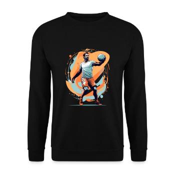 Handballspieler Streetwear Ikonischer Style - Unisex Pullover - Schwarz - Vorne - Alina (178cm) & Michal (187cm)