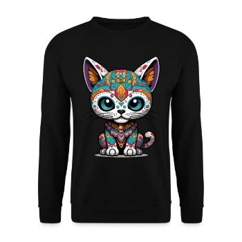 Kawaii chat emblématique Sugar Skull esthétique - Sweat-shirt Unisexe - noir - Devant - Alina (178cm) & Michal (187cm)