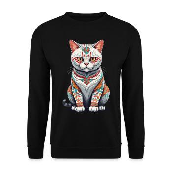 Chat Mexique Sugar Skull Streetwear Esthétique - Sweat-shirt Unisexe - noir - Devant - Alina (178cm) & Michal (187cm)