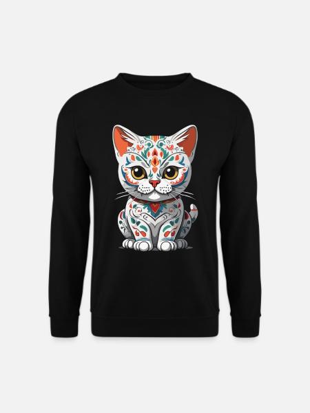 Iconico gatto teschio di zucchero messicano - Felpa unisex - nero