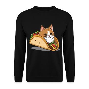 Taco Cat Cinco de Mayo Aesthetic Food Streetwear - Unisex Sweatshirt - black - Front - Alina (178cm) & Michal (187cm)