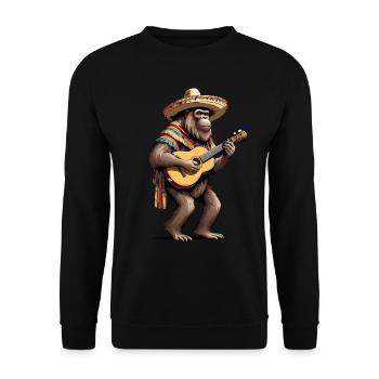 Bigfoot Mexican Mariachi Guitarist Fiesta - Unisex Sweatshirt - black - Front - Alina (178cm) & Michal (187cm)