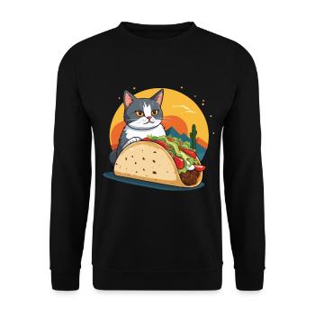 Taco Cat Cinco De Mayo Funny Aesthetic Design - Unisex Sweatshirt - black - Front - Alina (178cm) & Michal (187cm)