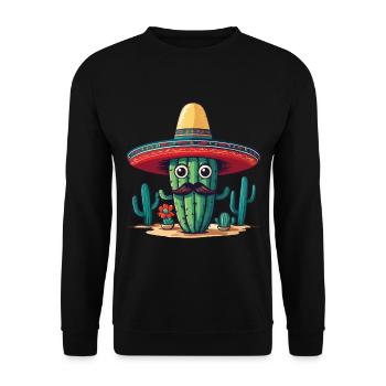 Cactus Fiesta Cacti with Sombrero Cinco de Mayo - Unisex Sweatshirt - black - Front - Alina (178cm) & Michal (187cm)