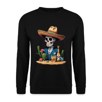 Sugar Skull Iconic Mexico Drink Celebration - Unisex Sweatshirt - black - Front - Alina (178cm) & Michal (187cm)