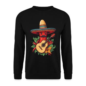 Chili Mariachi Gitarrenspieler Mexiko Fiesta - Unisex Pullover - Schwarz - Vorne - Alina (178cm) & Michal (187cm)