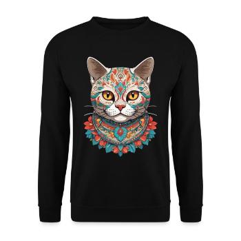 Sugar Skull Mexique chat Design esthétique - Sweat-shirt Unisexe - noir - Devant - Alina (178cm) & Michal (187cm)