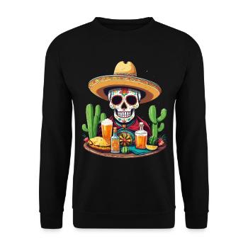 Tequila Skull Cinco De Mayo Mexique Célébration - Sweat-shirt Unisexe - noir - Devant - Alina (178cm) & Michal (187cm)