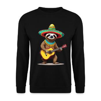 Faultier Mexikanischer Mariachi Gitarrenmusik - Unisex Pullover - Schwarz - Vorne - Alina (178cm) & Michal (187cm)