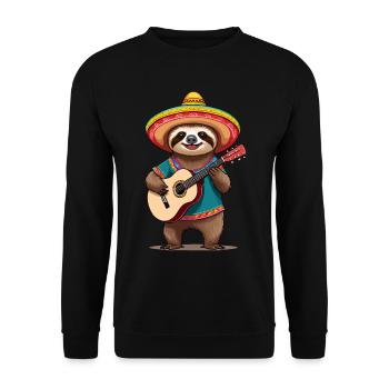 Sloth Mariachi Mexico Guitar Fiesta - Unisex Sweatshirt - black - Front - Alina (178cm) & Michal (187cm)