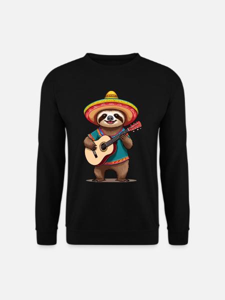 Sloth Mariachi Mexico Guitar Fiesta - Unisex Sweatshirt - black
