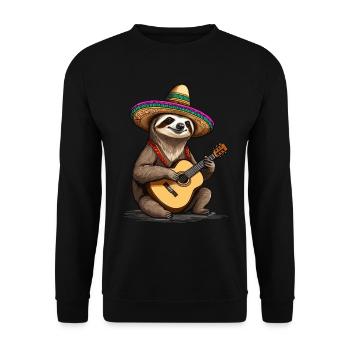 Sloth Mariachi Mexico Fiesta Music Fun - Unisex Sweatshirt - black - Front - Alina (178cm) & Michal (187cm)