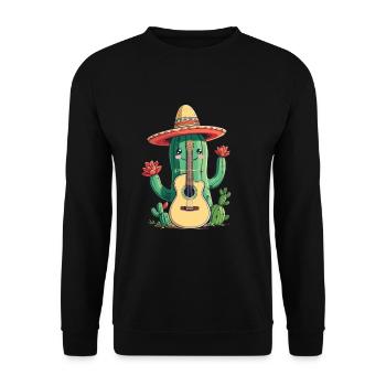 Kaktus Mexikanischer Mariachi Gitarrist Musiker - Unisex Pullover - Schwarz - Vorne - Alina (178cm) & Michal (187cm)