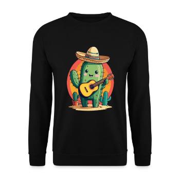Cactus Mexican Mariachi Guitarist Music - Unisex Sweatshirt - black - Front - Alina (178cm) & Michal (187cm)