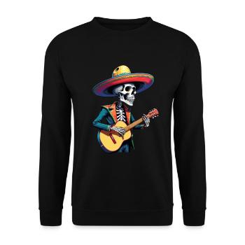 Mexican Mariachi Skeleton Guitarist Fiesta - Unisex Sweatshirt - black - Front - Alina (178cm) & Michal (187cm)