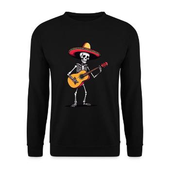 Mexican Mariachi Guitar Skeleton Fiesta - Unisex Sweatshirt - black - Front - Alina (178cm) & Michal (187cm)