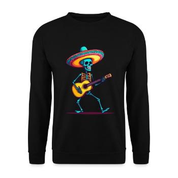 Mexican mariachi skeleton guitarist - Unisex Sweatshirt - black - Front - Alina (178cm) & Michal (187cm)