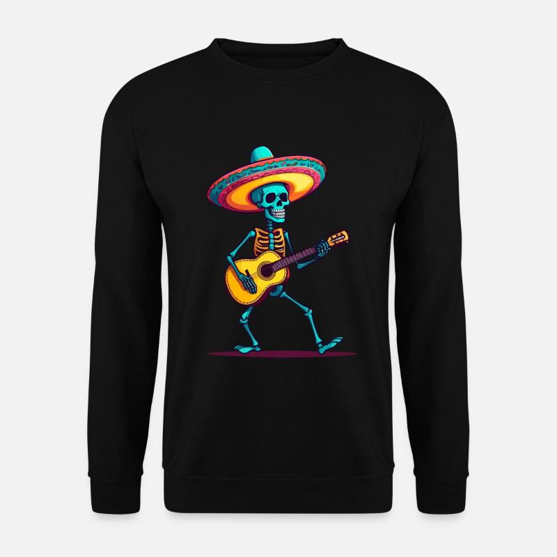 Guitariste squelette mariachi mexicain - Sweat-shirt Unisexe - noir