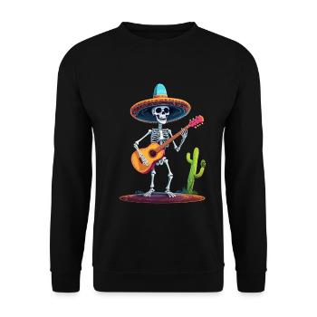 Mexican Mariachi Skeleton Guitarist Fiesta - Unisex Sweatshirt - black - Front - Alina (178cm) & Michal (187cm)